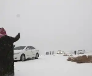 VIDEO - Detik-Detik Salju Turun di Arab Saudi