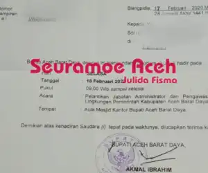 Besok Pemkab Abdya Lantik Pengawas dan Jabatan Administrator