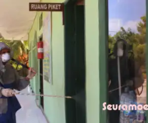 Antisipasi Covid-19, Makodim Nagan Raya Disemprot Cairan Desinfektan