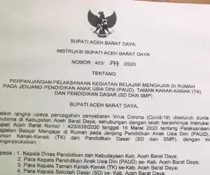 Cegah Covid-19, Libur Sekolah di Abdya di Perpanjang
