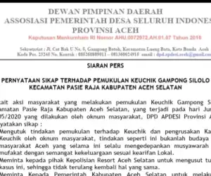 DPD Apdesi Aceh, Kutuk Pemukulan Keuchik dan Perusakan Kantor di Aceh Selatan