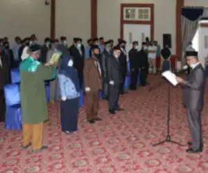 HM Jamin Idham Lantik 84 Pejabat Pemkab Nagan Raya