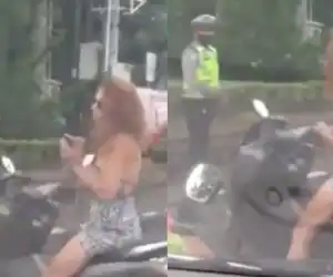 Viral Aksi Bule Tak Pakai Masker dan Helm, Bikin Warganet Geram