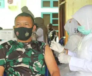Puluhan Personil Kodim Aceh Jaya Jalani Vaksin Tahap Ke II