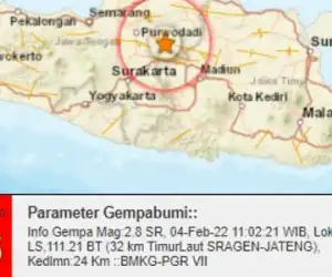 Gempa Bermagnitudo 2,8 Guncang Kabupaten Sragen