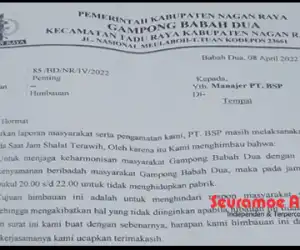 Keuchik dan Tuha Peut Desa Babah Dua Surati PT BSP