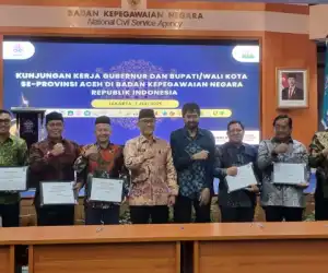Pemkab Aceh Jaya bersama Gubernur dan Kepala Daerah se Aceh Kunjungi BKN Pusat