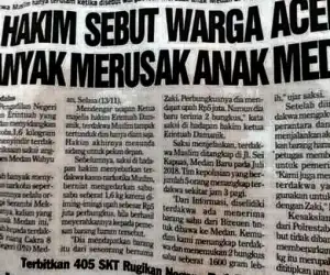 Hakim PN Medan Sebut Orang Aceh Sebagai Perusak