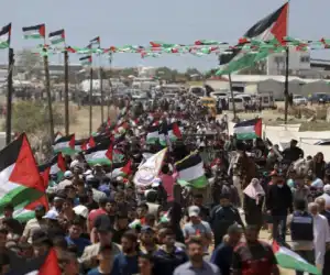 Peringati Hari Nakbah Ribuan Warga Gaza Turun ke Jalan
