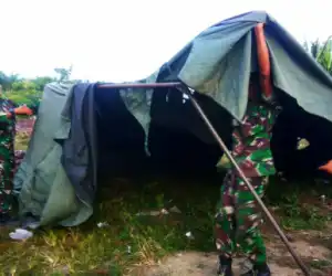 Kodim Nagan Raya Pasang Tenda di Lokasi Kebakaran