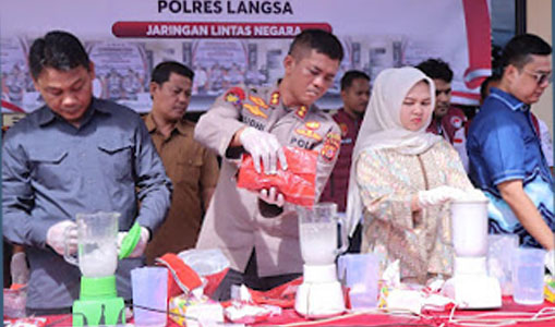 13.9 Kg Sabu dan 9.3 Kilogram Ganja Kering Dimusnahkan Polres Langsa